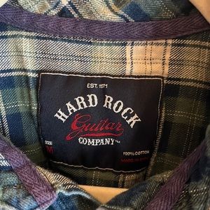 Worn Once Hard Rock Guitar Mens Medium Shirt Blue Plaid